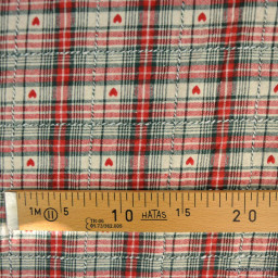 Tissu jacquard coton Villards – Carreaux rouges et petits cœurs rouges
