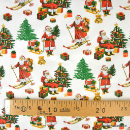 Tissu cretonne coton de Noël Hohoho motif Père Noël - Okeo tex