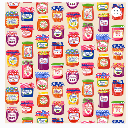 Tissu coton Enduit Confitures motifs pots de confiture