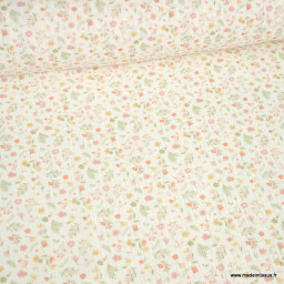 Tissu double gaze coton Calista – Petites fleurs roses