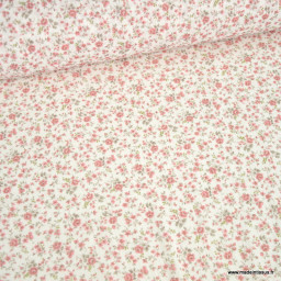 Tissu double gaze de coton Zoélie petites fleurs roses