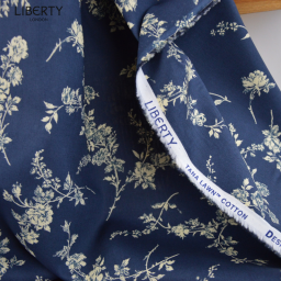 Tissu Liberty Tana Lawn - Elizabeth Sketch - Bleu marine