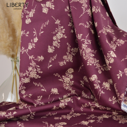 Tissu Liberty Tana Lawn - Elizabeth Sketch - Bordeaux