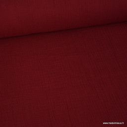 Tissu Double gaze coton Coloris Bordeaux - OEKO TEX
