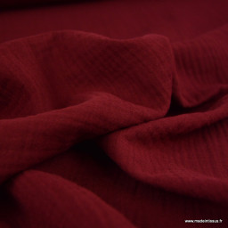 Tissu Double gaze coton Coloris Bordeaux - OEKO TEX