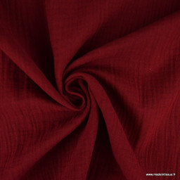 Tissu Double gaze coton Coloris Bordeaux - OEKO TEX
