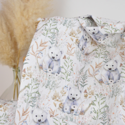 Tissu cretonne coton Friquette motif ours et feuillage – OEKO TEX