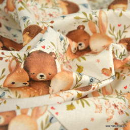 Tissu cretonne coton Noara motif animaux de la foret – OEKO TEX