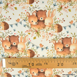Tissu cretonne coton Noara motif animaux de la foret – OEKO TEX