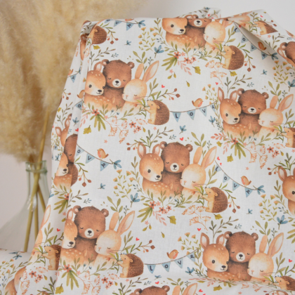 Tissu cretonne coton Noara motif animaux de la foret – OEKO TEX
