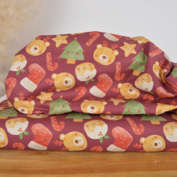 Tissu cretonne coton Rufo motif ours et sapins de Noël – OEKO TEX