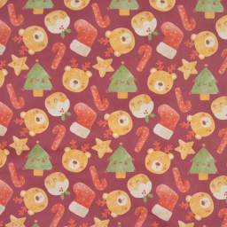 Tissu cretonne coton Rufo motif ours et sapins de Noël – OEKO TEX