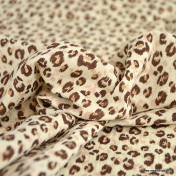 Tissu Double gaze Karli motif léopard doré - oeko tex