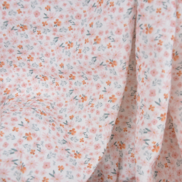 Tissu double gaze de coton Juline petites fleurs roses et vertes