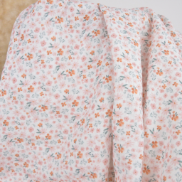 Tissu double gaze de coton Juline petites fleurs roses et vertes