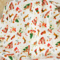 Tissu double gaze de coton Joujou motif boules à neige et teckels de Noël- OEKO TEX