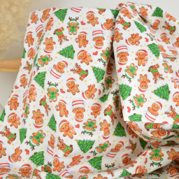 Tissu cretonne coton de Noël Ging motif Pains d'épice de Noël – OEKO TEX