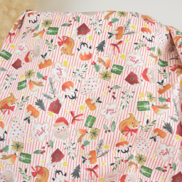 Tissu cretonne coton de Noël Bredle motif animaux et cadeaux de Noël – OEKO TEX