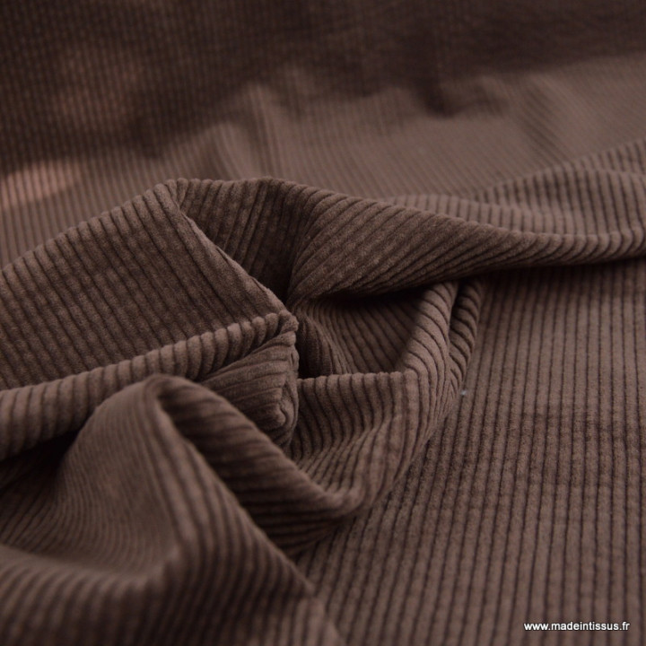 Tissu Velours cotelé 500 raies coloris Chocolat - OEKO TEX