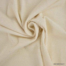 Tissu Velours cotelé coton coloris Ecru - OEKO TEX