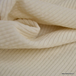 Tissu Velours cotelé coton coloris Ecru - OEKO TEX