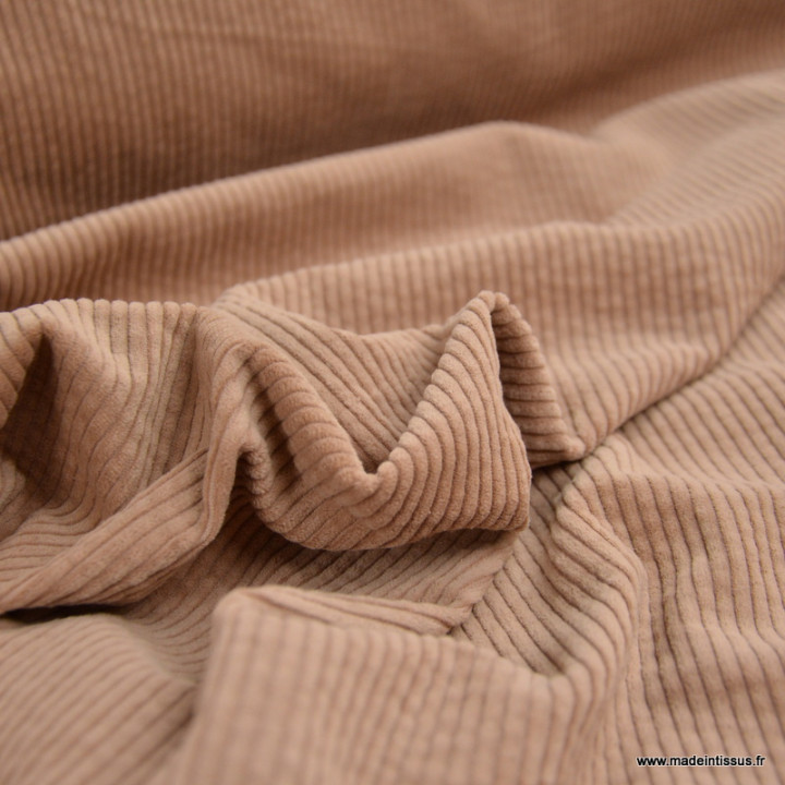 Tissu Velours côtelé coton coloris Caribou - OEKO TEX
