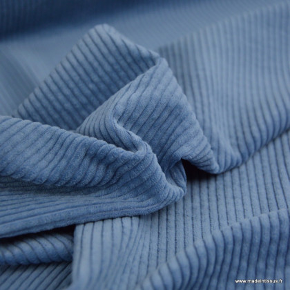 Tissu Velours côtelé coton coloris bleu denim - OEKO TEX