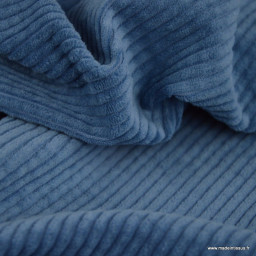 Tissu velours côtelé 500 raies coton bleu denim – OEKO-TEX