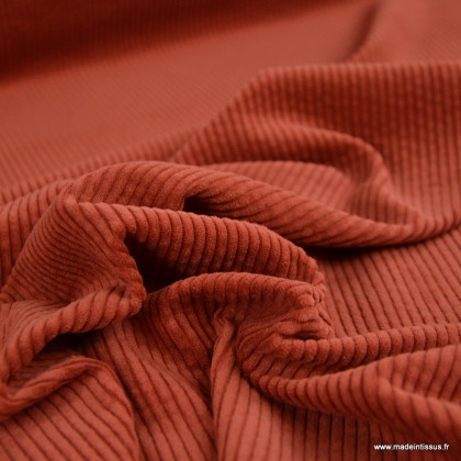 Tissu Velours côtelé coton coloris Fauve terracotta - OEKO TEX