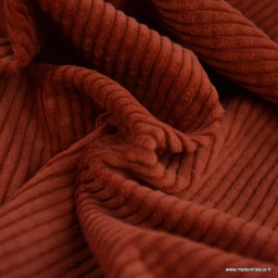 Tissu Velours côtelé coton coloris Fauve terracotta - OEKO TEX
