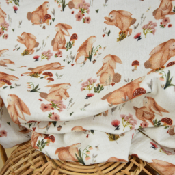 Tissu double gaze de coton Amidou motif lapins - OEKO TEX
