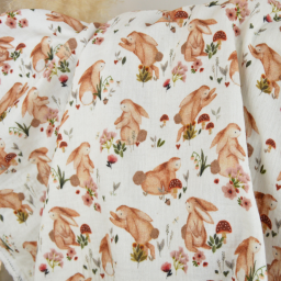 Tissu double gaze de coton Amidou motif lapins - OEKO TEX