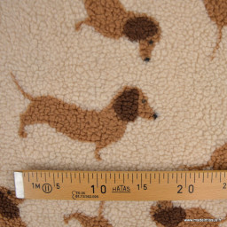 Tissu Fausse Fourrure Sherpa motif Teckels
