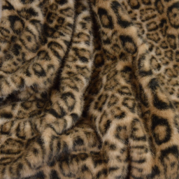 Tissu fausse fourrure rabbit - Léopard Camel et noir