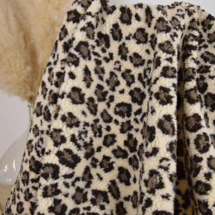 Tissu sherpa motif léopard Brun - OEKO TEX