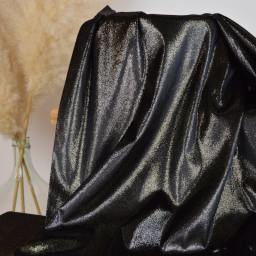 Tissu jersey velours à paillettes dorées fond Noir