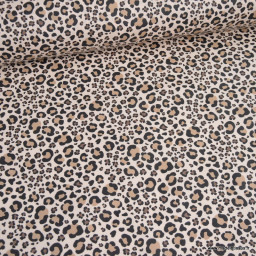Tissu coton enduit Benja motif léopard charbon et gris