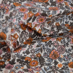 Tissu coton enduit Barbara – Fleurs jaunes et bleues