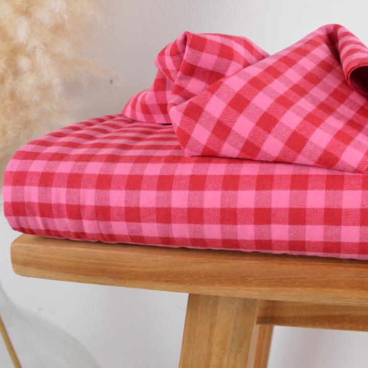 Flanelle douce motif Vichy carreaux - Bonbon et cerise