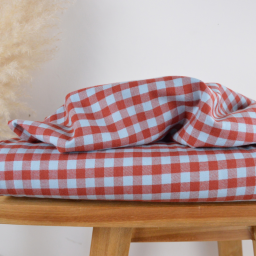Flanelle douce motif Vichy carreaux - Fauve et givre