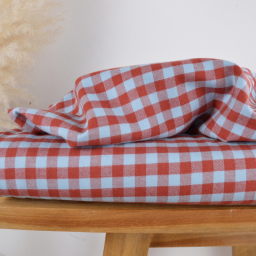 Flanelle douce motif Vichy carreaux - Fauve et givre