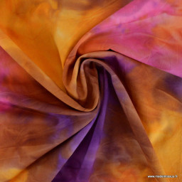 1 coupon de 87 cm de Tissu Batik marbré orange et violet