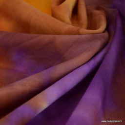 1 coupon de 87 cm de Tissu Batik marbré orange et violet