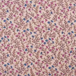 Tissu double gaze de coton Madeleine fleurs pourpre fond skin