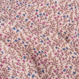 Tissu double gaze de coton Madeleine fleurs pourpre fond skin