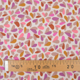 Tissu double gaze de coton Tandem motif coeurs fond latté