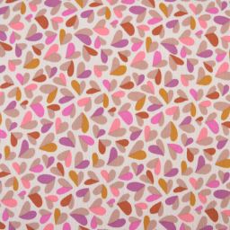 Tissu double gaze de coton Tandem motif coeurs fond latté