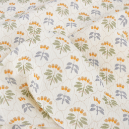 Tissu double gaze de coton Sevigne motif fleurs fond écru