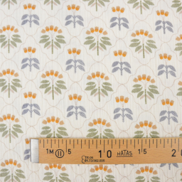 Tissu double gaze de coton Sevigne motif fleurs fond écru