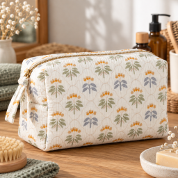 Tissu double gaze de coton Sevigne motif fleurs fond écru
